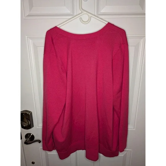 Lane Bryant Modern Long-Sleeve Open-Front Cardigan Berry Pink Women's 26/28 NWT - Picture 5 of 9